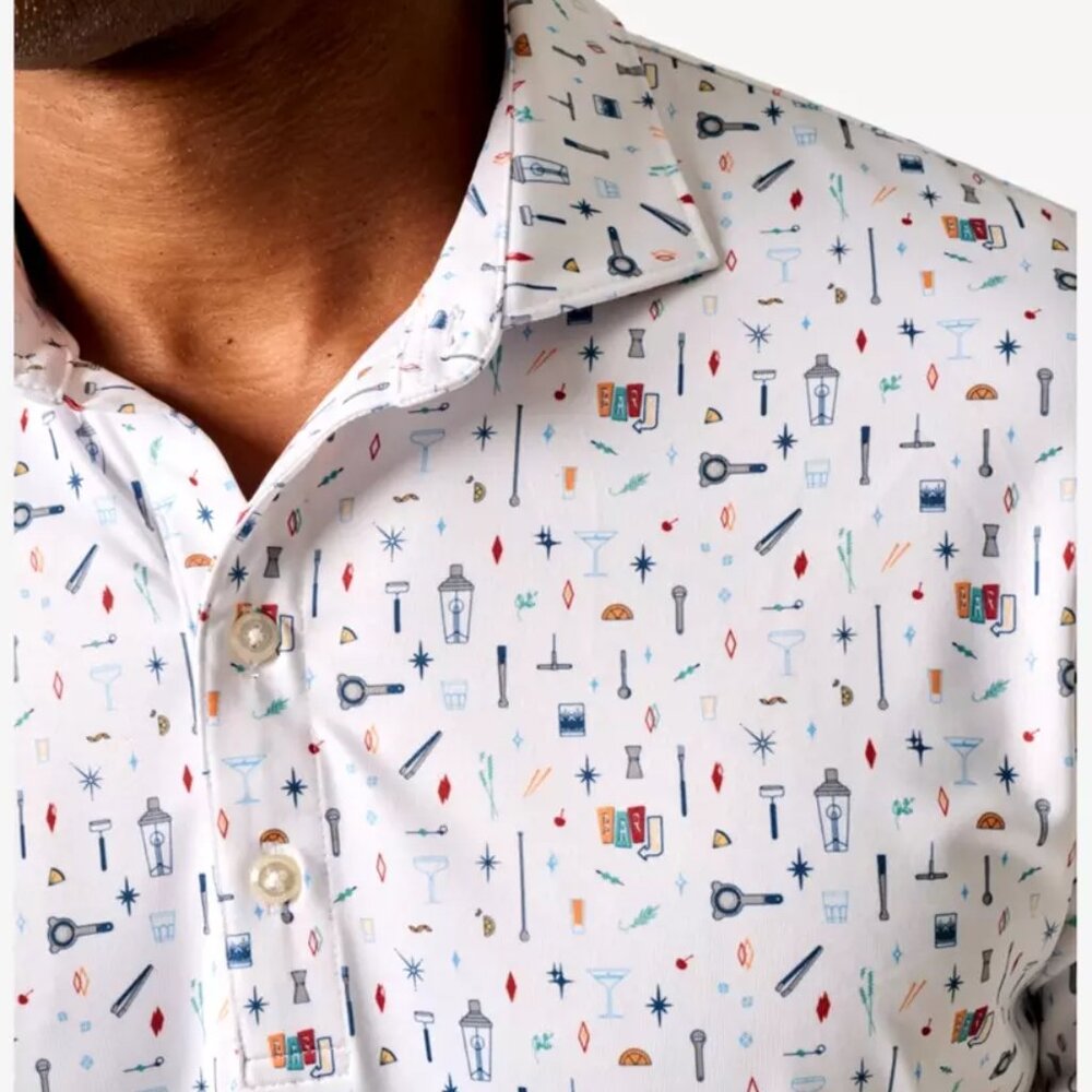 NWT!! johnnie-O Bar Cart Short Sleeve Golf Polo Shirt - Med